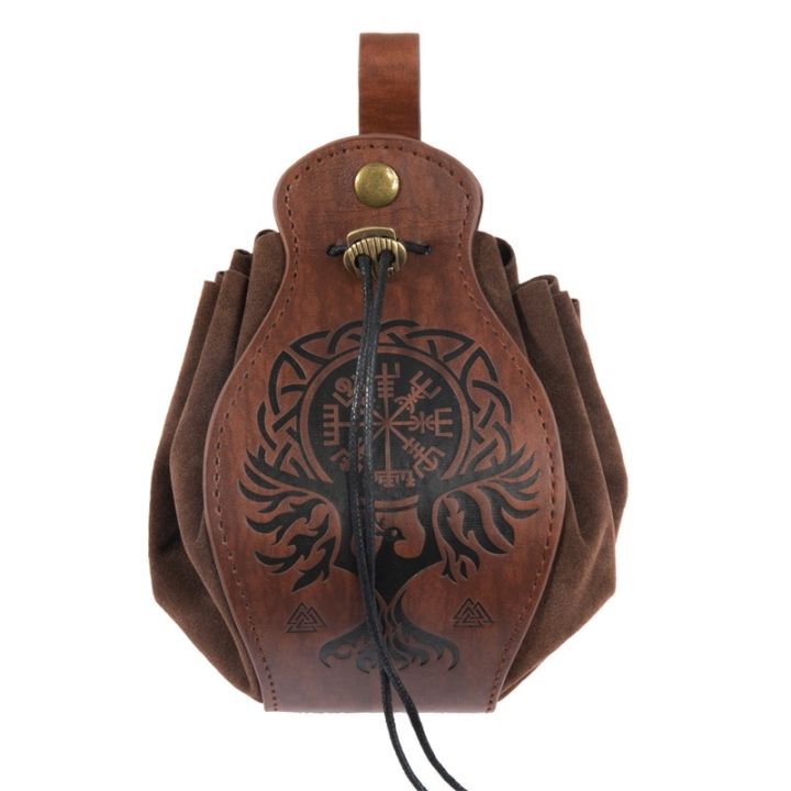 PU Leather Dice Bag Drawstring Bag Dice Pouch for D&D Dices, Coins,Game and  Accessories BROWN