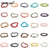 WarBLade Irregular Natural Gem Stone Bracelet Stretch Chip beads Nuggets Amazon Rose Crystal Quartz Bracelets Bangles For Women