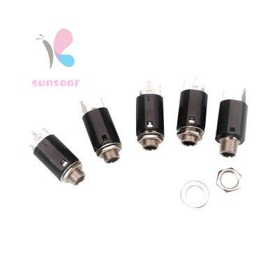 Sunsoar 5pcs Acoustic Electric Guitar EQ Socket Plug 6.35mm Stereo Output Socket