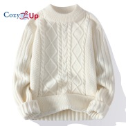Cozy Up Solid Knit Cable Sweater Vintage Pullover Sweater Unisex Woven