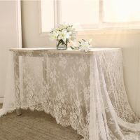 【cw】 Rustic Wedding White Lace Tablecloth Vintage Embroidered Reception Table Cloth Decor Boho Party Valentine 39;s Day Tablecloth ！