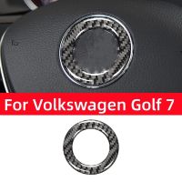 For Volkswagen Vw Golf 7 Gti Mk7 2013-2019 Carbon Fiber Steering Wheel Panel Logo Decor Ring Trim Frame Sticker Car Accessories