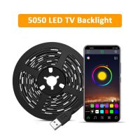 ไฟแถบไฟ LED สี5050 RGB 5V นำเทป USB ควบคุมแอพพ์บลูทูธที่ไฟเรืองแสงทีวี LED USB แถบไฟ LED ที่มีสีสันสำหรับโคมไฟ LED แถบ Hiasan Kamar