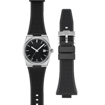 Tali Jam Tangan Silikon ปลายนูน12มม. สำหรับ Tissot PRX Series T137.407/410สายรัดข้อมือแนวสปอร์ตสำหรับนาฬิกาข้อมือยาง