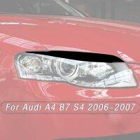 For Audi A4 B7 S4 2006 2007 2pcs Gloss Black Car Front Headlights Eyebrow Eyelid Epoxy Resin (Glue) Body Kits Tuning Accessories