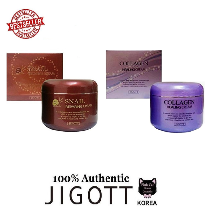 Korean Cosmetics JIGOTT Snail Repairing Cream 100g / JIGOTT Collagen ...