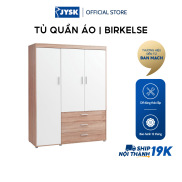 Tủ quần áo JYSK Birkelse 3 cánh gỗ công nghiệp màu trắng sồi 150x198x60cm