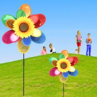 87HD Sequins Double Layer Sunflower Windmill Wind Spinner Home Garden Yard Decoration