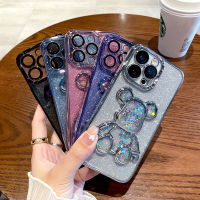 Bling Quicksand Bear Rabbit Case for iPhone 11 14 13 Pro Max 12 14 Pro Xs Max XR 7 8 14 13 Pro Max Plus Cute Glitter Cover