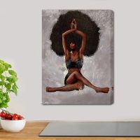 ♈♨ Black Queen ภาพวาดผ้าใบ Black Woman Wall Art โปสเตอร์และพิมพ์บทคัดย่อสาวโยคะภาพผนังสำหรับห้องนั่งเล่นตกแต่งบ้าน