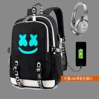 [COD] Marshmello electronic music candy male and female backpack USB charging computer bag trendy student schoolbag