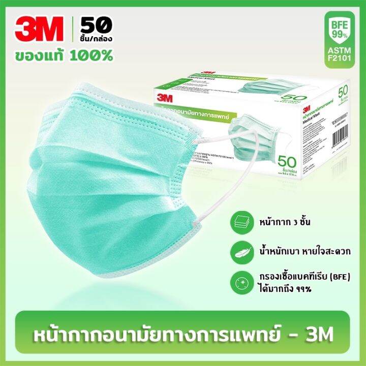 3m-กล่องเล็ก-แมส-หน้ากากอนามัย-face-mask-earloop-50ชิ้น-กล่อง-ของแท้-100-กันฝุ่น-กันเชื้อโรค