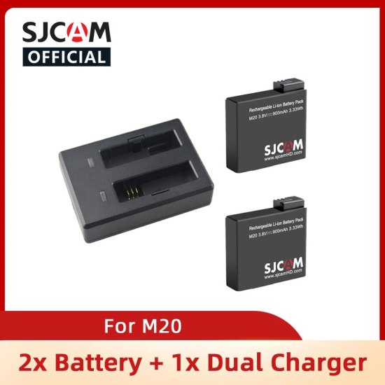 Original sjcam m20 battery dual charger for sjcam m20 action camera - ảnh sản phẩm 1