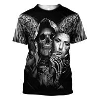 2023 3d Reaper Skull Hot Tee Summer T-shirt Short Sleeve Oversized Clothing Street Fashion Loose Breathable Tops T Shirt For Men