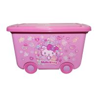 ++โปร Box Car Hello Kitty Pink Sanrio Storage กล่องรถมีล้อเฮลโลคิตตี้สีชมพู ลายการ์ตูนซานริโอ ที่เก็บของมีฝาล็อค ราคาดี กล่องเก็บของ อุปกรณ์จัดเก็บ กล่องเก็บเงิน กล่องเก็บของรถ