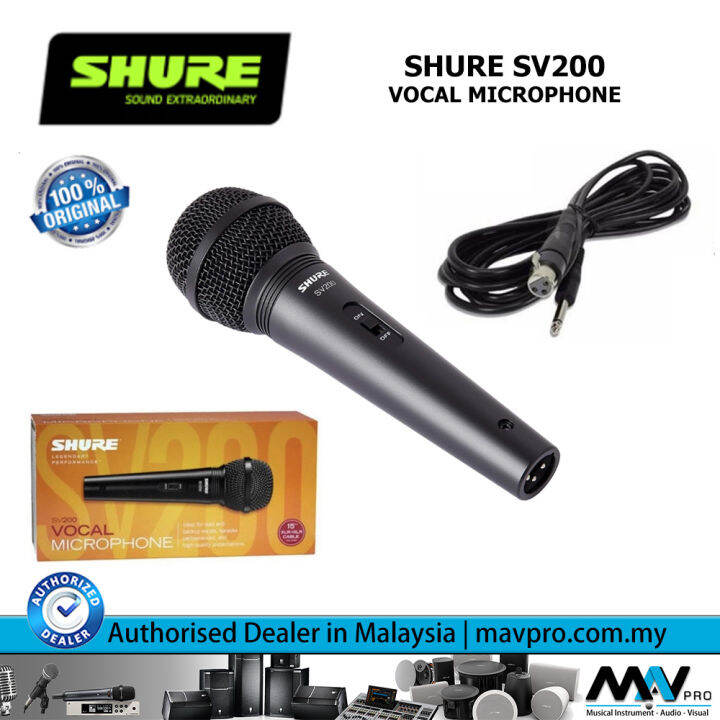 SHURE SV200 Dynamic Vocal Microphone with XLR to QTR Cable, 6.3 mm ...