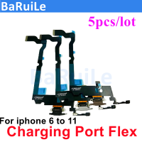 BaRuiLe 5หน่วยสายเคเบิลงอได้ท่าเรือ Mengecas untuk 7 8 6 6S Plus X XS Max 11 XR 5S USB Dok Penyambung Pengecas Pelabuhan Reben