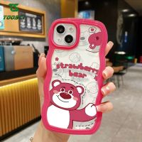 กรอบลายหมีสตรอเบอร์รี่สีชมพูรูปการ์ตูนน่ารักเปลือกฝาหลัง TPU แบบนิ่ม HP เคสโทรศัพท์แบบใสสำหรับ Realme 5i 5S 6i 7i 8i Realme 8 Pro Realme 9 Realme C11 C12 C15 C17 C20 C21Y C25Y C30 C33 C51 C55 C53 C35นาร์โซ50i ไพร์ม50i ไพร์ม