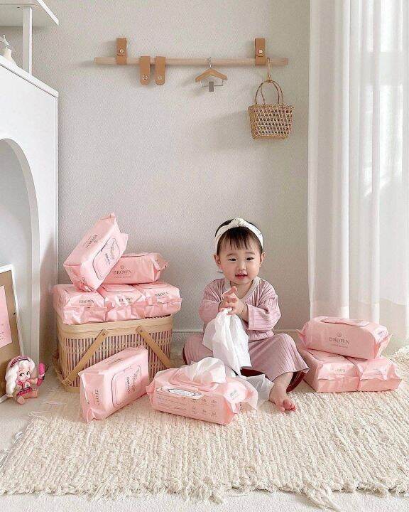 brown-nature-baby-wipes-บราวน์-เนเจอร์-เบบี้-ไวพส์-ทิชชู่เปียกสำหรับเด็กแรกเกิด-สูตรเชอร์รี่-บลอสซัม-20-แผ่น-x-6-แพค