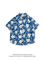 Retro Hawaiian style floral print short-sleeved shirt mens summer loose couple all-match flower shirt 【BYUE】