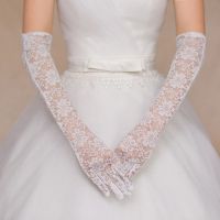 ☃▨₪ New Arrival Red Ivory Black Long lace gloves with Finger Cheap bride gloves Cheap wedding gloves for bride Gants de femmes