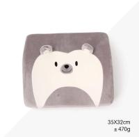 Getagift เบาะรองหลัง เบาะพิงหลัง หมอนรองหลัง รองนั่ง Memory Foam เพื่อสุขภาพ Happy Bear - สีเทา