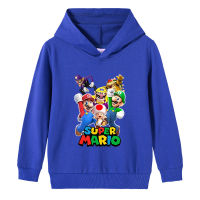 Super Mario Bros แขนยาวสาวลำลองฤดูใบไม้ร่วงเสื้อสวมหัวด้านบนอะนิเมะเสื้อกันหนาวหมวกชายหญิงชุดผ้าฝ้ายเสื้อผ้าเด็ก