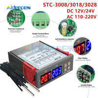 STC-3008 3018 3028 AC 110V 220V DC 12V 24V 10A Dual Digital Temperature Controller Hygrometer ความร้อน Cooling Two รีเลย์เอาต์พุต