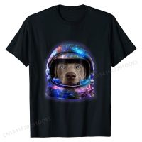 Weimaraner in Space Galaxy Astronaut Helmet, Dog T-Shirt Cotton Funny Tops T Shirt Discount Men Top T-shirts Simple Style