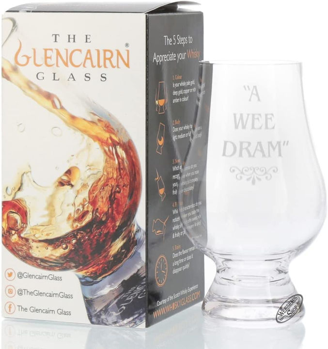 Official Glencairn Crystal Whisky Tasting Glass - A Wee Dram 1 2 4 6 8 Whiskey Glass 1 Count (Pack of 1)