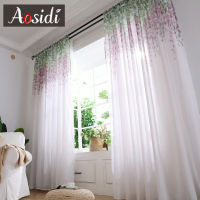 AOSIDI Wisteria Flower Design Home Decor Modern Tulle Curtains For Living Room Bedroom Window Voile Curtains Light Transmission