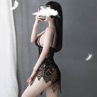 Your Cat ： French Lace Deep V Strap Nightdress y Cutout See-through Backless Style Pajamas Homewear