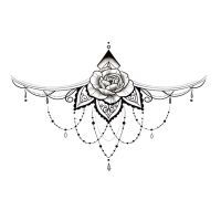 Sternum Chest Temporary Tattoo Stickers For Women Girl Mandala Lotus Rose Crystal Tatto Fake Tatoo Waterproof Tattoos Sticker Stickers