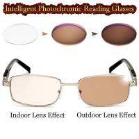 อัจฉริยะ photochromic สีน้ำตาลแว่นอ่านหนังสือโลหะผสมไทเทเนียมกรอบแว่นตา + 0.75 + 1 + 1.25 + 1.5 + 1.75 + 2 + 2.25 + 2.5 + 2.75 + 3 + 3.25 + 3.5 + 3.75 + + 4 กลางแจ้ง