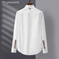 ◘☢ Mens Shirt 2023 Fashion Brand Blouses Cotton Oxford Sleeve Stripes Formal