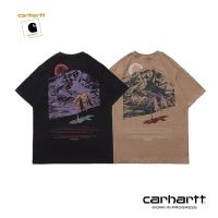 2023ใหม่ [พร้อมสต็อก] Carhartt แขนสั้นเสื้อยืดภูเขาแบบอเมริกันวินเทจหลวมรอบคอเสื้อคู่อเนกประสงค์