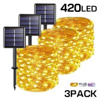 5เมตร10M20M3040เมตรกลางแจ้งพลังงานแสงอาทิตย์ LED ลวดทองแดงนางฟ้าแสงสำหรับสวนเทศกาลพวงหรีดตกแต่งคริสต์มาส