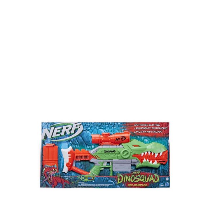 Nerf DinoSquad Rex-Rampage Motorized Dart Blaster, 10-Dart Clip, 20 Nerf  Darts, 10-Dart Storage- T-Rex Dinosaur Design - Nerf