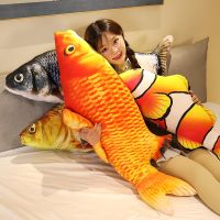 【A Great】 1ชิ้น30-120เซนติเมตร3DGoldPlushStuffed SoftCarp ตุ๊กตา PillowSofa หมอนเบาะ GiftToy