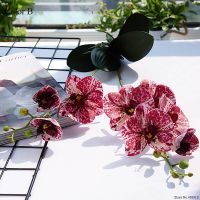 【DT】 hot  Luxury Latex Orchid with leaves Artificial flower white Butterfly Orchids fake flower for Home Wedding Decoration floresTH