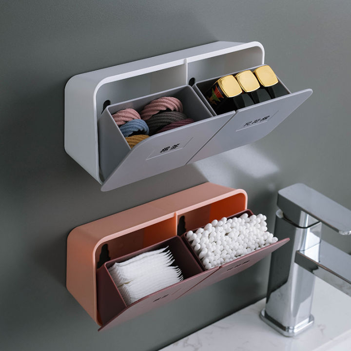 wall-mounted-plastic-cotton-swab-storage-box-multifunctional-flip-dustproof-cosmetic-cotton-storage-box-small-object-sorting-box