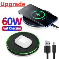 60W Wireless Charger Pad for iPhone 14 13 12 11 Pro Max X Samsung Xiaomi Phone Chargers Induction Fast Charging Dock Station