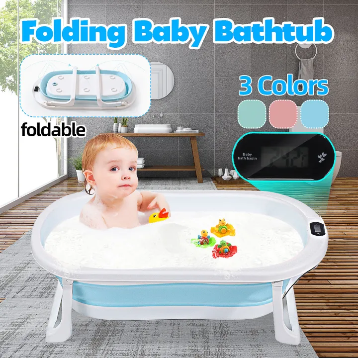 Newborn Baby Folding Tub Portable Bath Tub Sit Lie Temperature