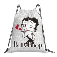 Betty Boop กระเป๋าเชือกหูรูดผ้าใบฟิตเนสกระเป๋าลำลองกระเป๋าหูรูดสะพายไหล่แฟชั่น