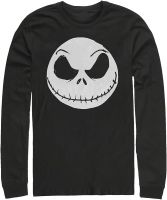 Disney Nightmare Before Christmas Big Face Jack Mens Tops Long Sleeve Tee Shirt