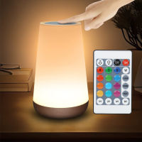 โคมไฟตั้งโต๊ะเปลี่ยนสีได้13สีโคมไฟข้างเตียงสำหรับห้องนอน Touch Nightlight RGB Remote Dimmable USB Rechargeable Room Mood Light