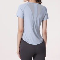 Lulu New Yoga Sports Short Sleeve Classic Crewneck Mesh Panel Soft Material Running Top DX716