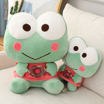 Sanrio ของเล่นตุ๊กตา Keroppi น่ารักตาโต Plushie ตุ๊กตา Sof ยัดไส้สัตว์หมอนโดนัทกบตกแต่งเด็กของขวัญวันเกิดสาว