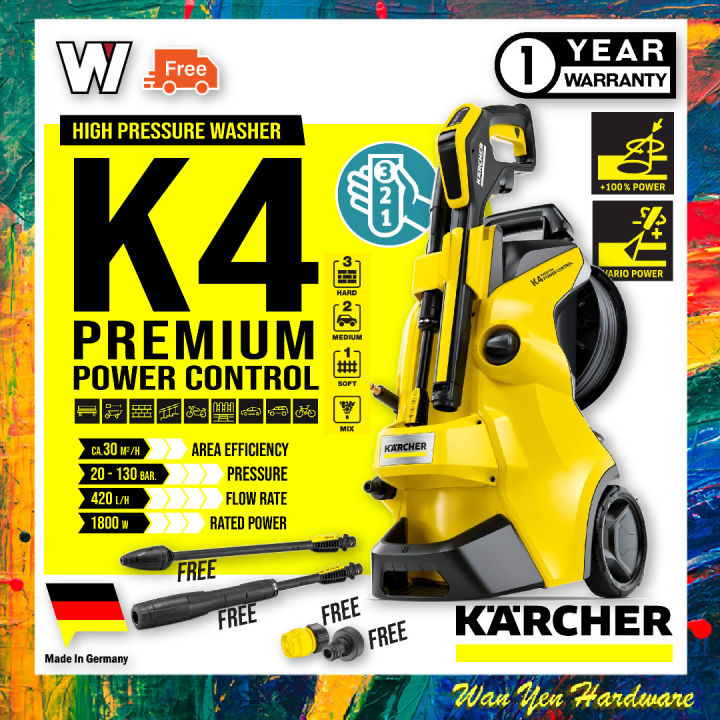 KARCHER K4 PREMIUM POWER CONTROL HIGH PRESSURE WASHER - 130BAR - MADE IN  ITALY