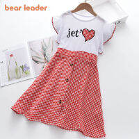 Bear Leader Girls Casual ชุดเดรสหน้าร้อนเด็กหัวใจพิมพ์เสื้อชุดสตรีลายสก๊อตชุดเด็ก Vestidos 4-13Y